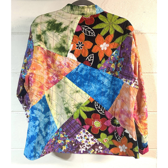 Vintage‎ Life Style Quilted Boho Artsy Patchwork Jacket Size M - Picture 2 of 7